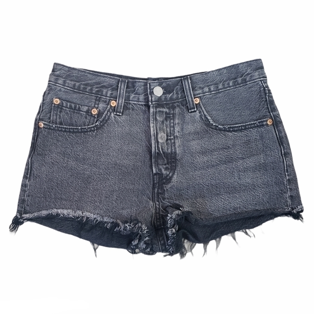 LEVI Button Fly High Rise Denim Short Size 27 - Picture 2 of 7